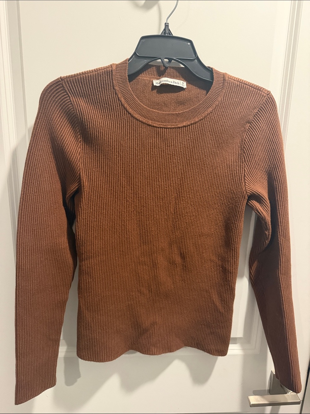 Abercrombie & Fitch Women's Ribbed Crewneck Sweater - Rust Brown